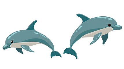 Fototapeta premium two dolphins jumping out of the water