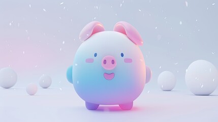 a cute, smiling cartoon piglet 