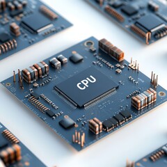 CPU Chip on Circuit Board Close up