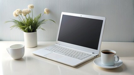 Fototapeta premium white+laptop+aesthetic