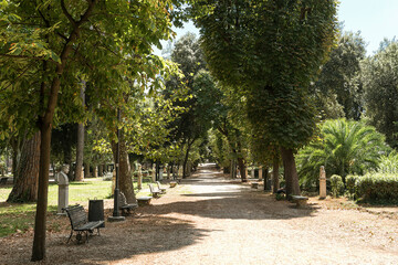 Natural Sceneries of Villa Borghese Gardens in Rome, Lazio Province, Italy.