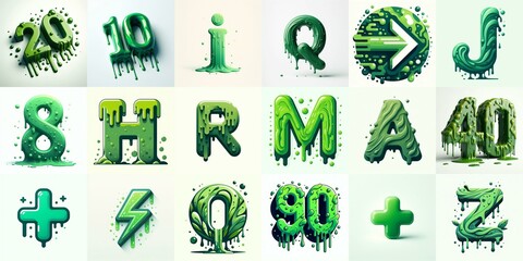 Green Lettering Typeface. AI generated illustration