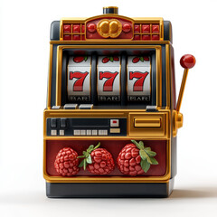 Minimalistic Slot Game Icon of a Slot Machine with strawberries

