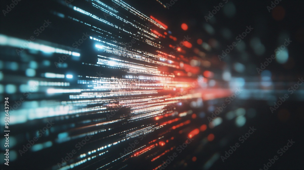 Poster abstract data stream visualization. digital information flow concept. design for technology and conn