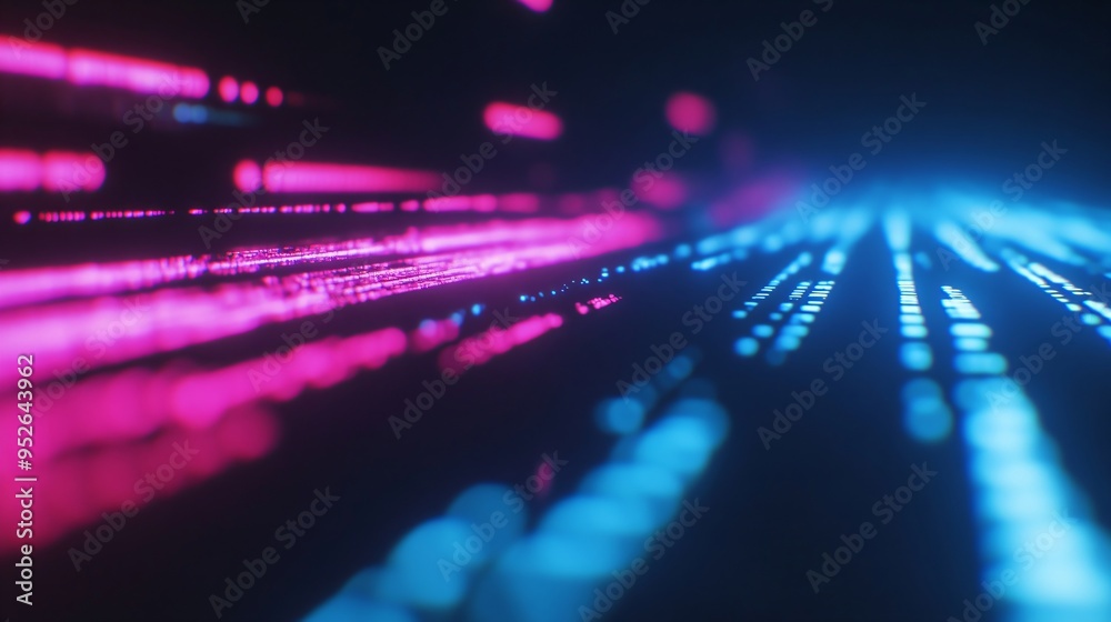 Poster abstract digital data streams visualization. information flow concept. design for technology and con