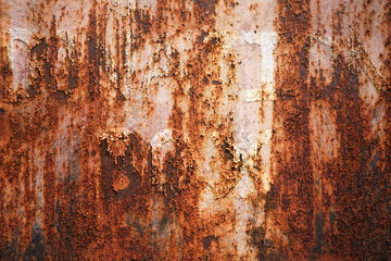 Rusty metal background with streaks of rust. The metal surface rusted spots. Rust on the wall use as illustration for presentation. Rusty corrosion and oxidized on white background.