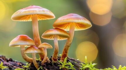 Obraz premium A group of small, orange-hued mushrooms 
