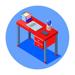 Artistic Vector Illustration of a Writing Desk