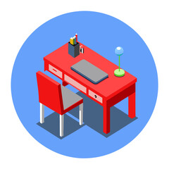Artistic Vector Illustration of a Writing Desk