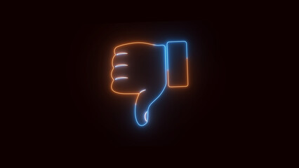 dislike icon neon color black background
