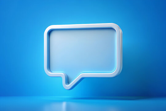 3d blank Chat message speech icon. social media online message box concept. isolated on blue background