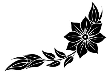 Corner Flower Border Line Art outline Illustration 