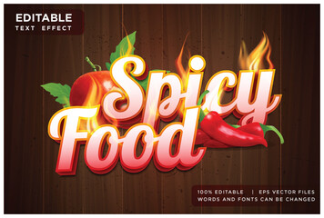 editable spicy food text effect with fire decoration