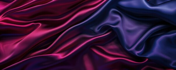 Obraz premium Close-up of luxurious, silky fabric in deep, rich colors blending seamlessly, creating an elegant and smooth texture.