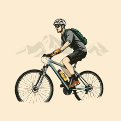 Naklejka premium mountain bike cycling vector illustration. vintage artwork