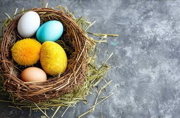 Fototapeta premium easter eggs in nest