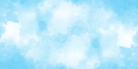 Abstract white and blue color frozen ice surface design background. soft sky blue watercolor sky and clouds, Light blue background with watercolor. gradient light white sky background with clouds.