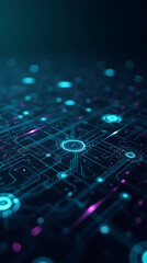 Obraz premium Abstract Technology Background with Glowing Circuit Patterns and Digital Flow