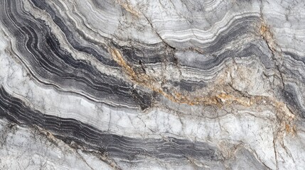 Close-up of Wavy Gray and Black Marble Stone Texture