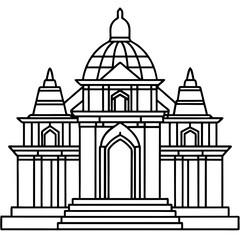 Art Nouveau-Inspired Geometric Hindu Temple Vector with Clean Lines and Curves