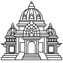 Art Nouveau-Inspired Geometric Hindu Temple Vector with Clean Lines and Curves