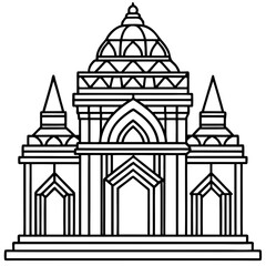 Art Nouveau-Inspired Geometric Hindu Temple Vector with Clean Lines and Curves