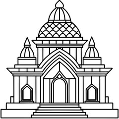 Art Nouveau-Inspired Geometric Hindu Temple Vector with Clean Lines and Curves