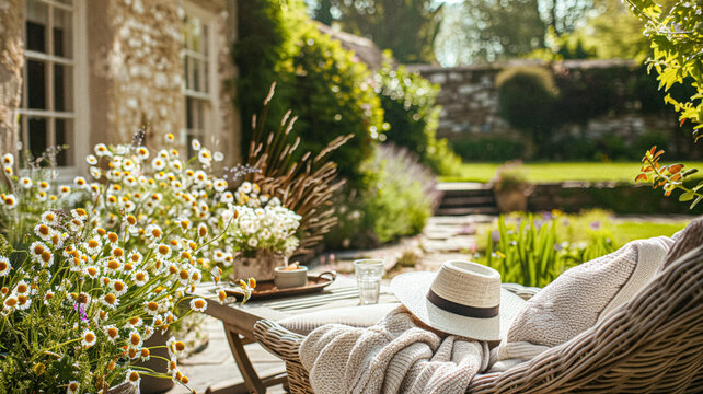 Cottage garden decor and furniture, outdoor decor and countryside house patio terrace, country cottage style landscape design idea