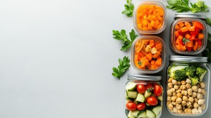 Colorful jars filled with fresh vegetables, perfect for healthy meal prep and vibrant cooking inspiration.