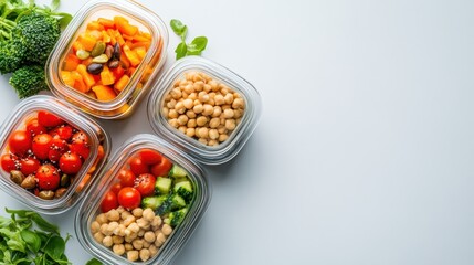 Colorful meal prep containers filled with fresh vegetables, perfect for healthy eating and meal planning.