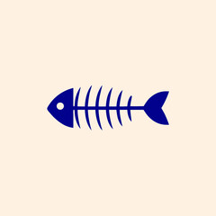 Fish Skeleton Vector Art on White Background