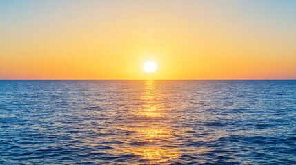 Golden sunset over a calm sea clear weather