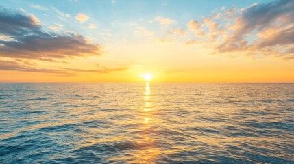 Golden sunset over a calm sea clear weather