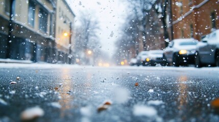 Hailstorm with ice pellets hitting the ground severe weather