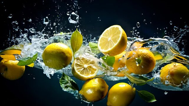 lemon in water splash