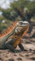Fototapeta premium Land Iguana in cactus field