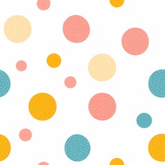 Colorful polka dot pattern on a white background, perfect for vibrant designs.