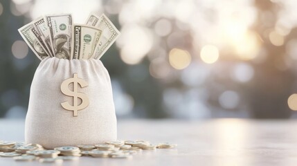 Pay day illustration money bag with dollar signs and payday label