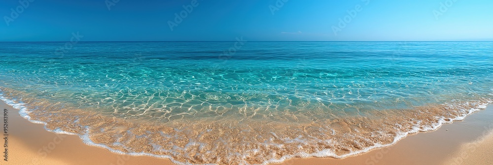 Aufkleber warm sunlight glistens on the gentle waves lapping the shore, creating a serene atmosphere at this p