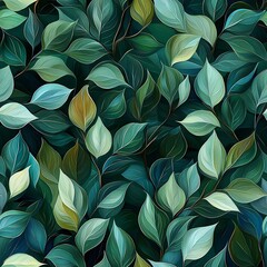 Colorful green leaves pattern, showcasing nature's vibrant beauty.