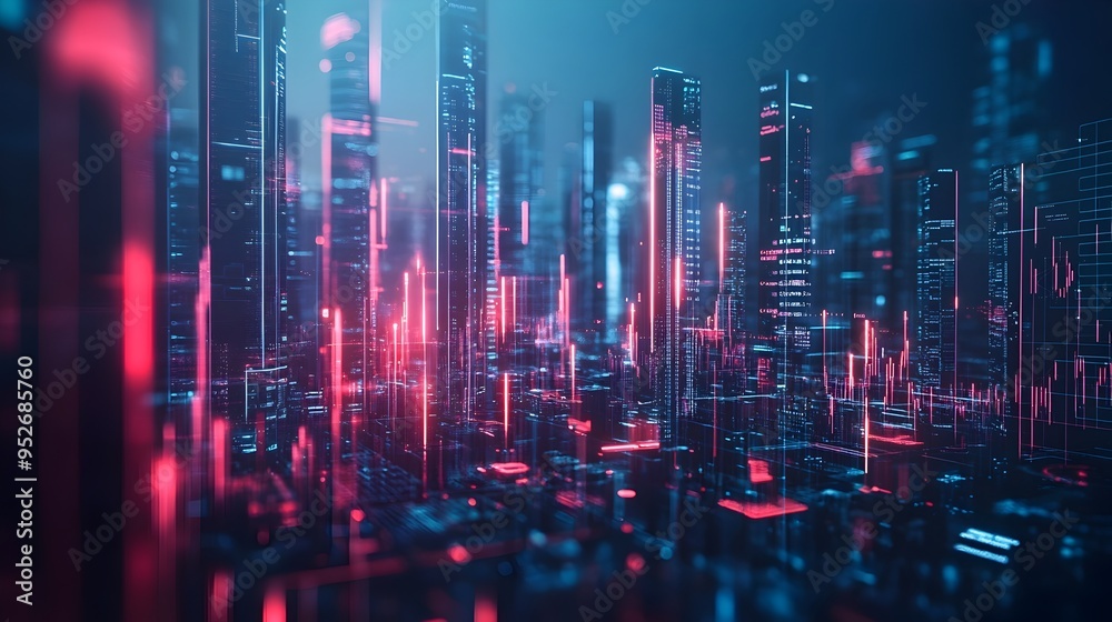 Poster futuristic digital data visualization dashboard with intricate holographic analytics interface