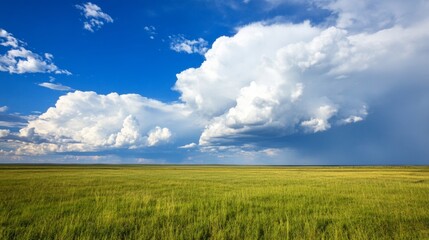 Obraz premium Thunderclouds forming over a vast plain stormy weather