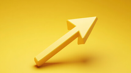 3D yellow arrow pointing up and to the right on a yellow background.