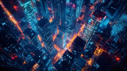 Fototapeta premium Cutting edge Blockchain powered Financial Technologies with Dynamic Digital Visualizations and Cityscapes