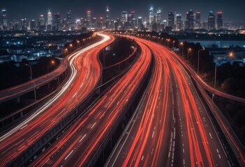 Obraz premium Light of traffic on highway at night