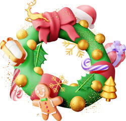 Obraz premium 3D Decorated Christmas Wreath