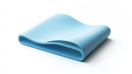 A blue, wavy, abstract, minimalist, modern, 3D, object on a white background.