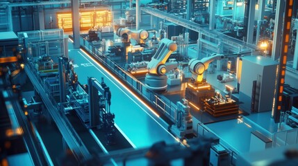 Fototapeta premium Automated Factory - Modern Production Line