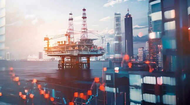 Oil Rig and Stock Market Data Overlay