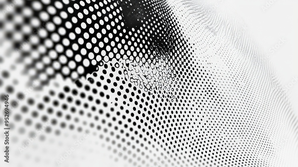 Poster This artwork showcases a mesmerizing black and white pattern composed of varying sized dots, creating an intriguing sense of texture and depth that captivates the viewer's attention